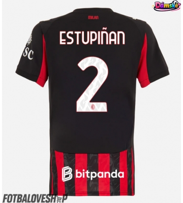 AC Milan Pervis Estupinan #2 Dámské Domácí Dres 2025-26 Krátký Rukáv
